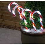 Solar Power Small Candy Cane - Set of 4 (Red&White)